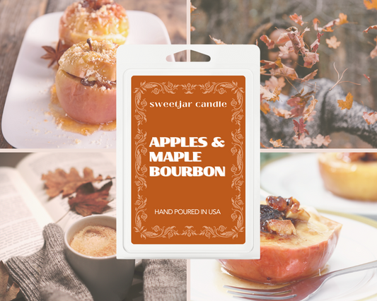 Apples & Maple Bourbon Wax Melt - Non Toxic Wax Melt - Natural Soy Wax Melts - Handmade in USA -  SweetJarCandle Wax Melts