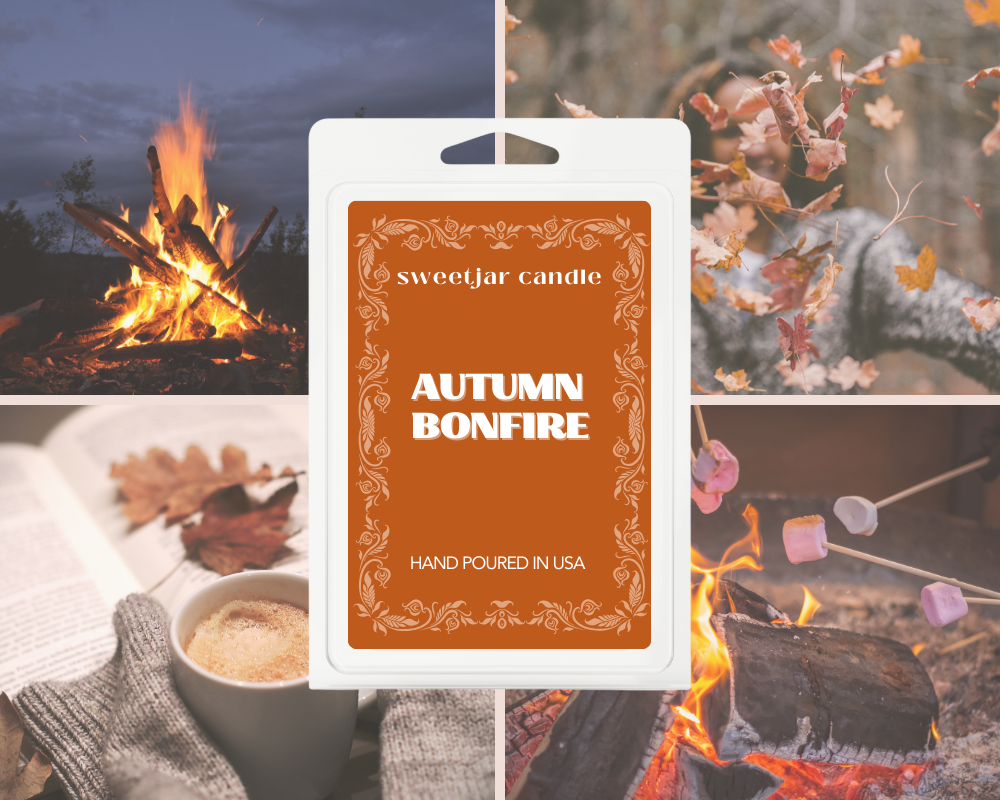 Autumn Bonfire Wax Melt - Non Toxic Wax Melt - Natural Soy Wax Melts - Handmade in USA -  SweetJarCandle Wax Melts