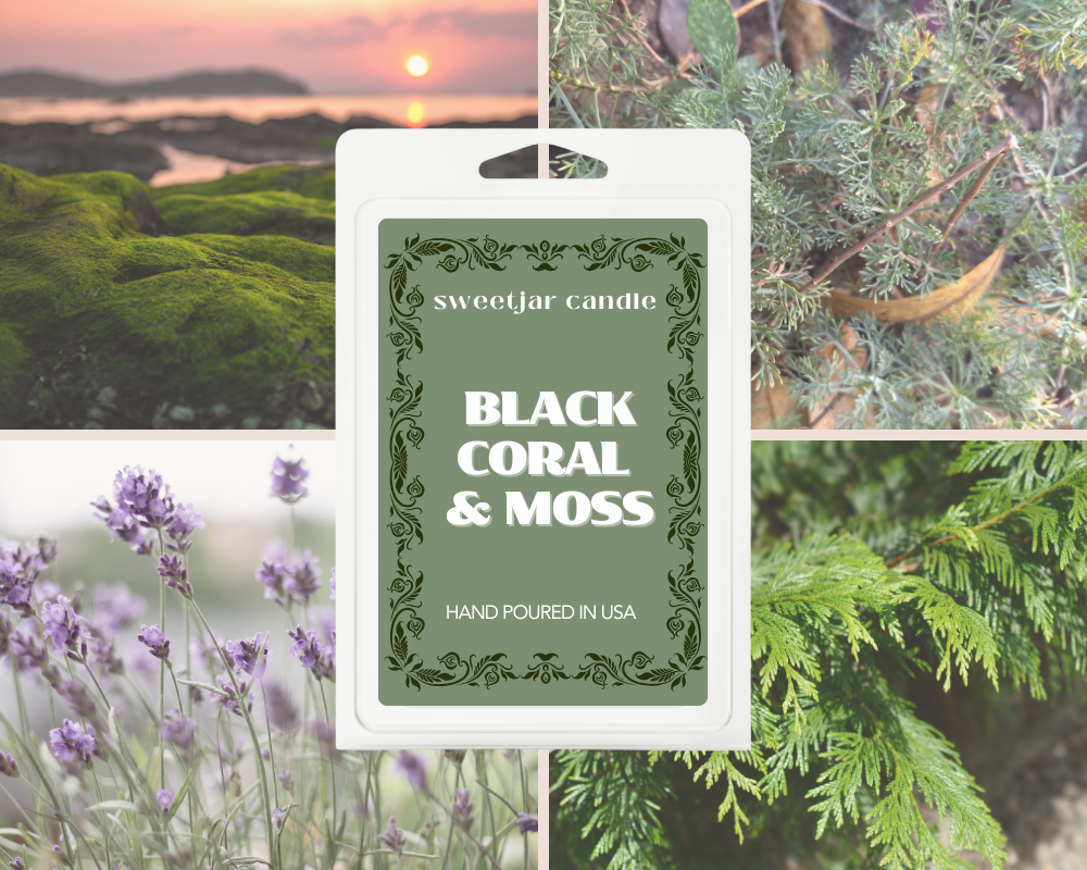 Black Coral & Moss Wax Melt - Non Toxic Wax Melt - Natural Soy Wax Melts - Handmade in USA -  SweetJarCandle Wax Melts