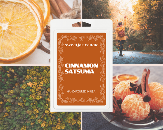 Cinnamon Satsuma Wax Melt - Non Toxic Wax Melt - Natural Soy Wax Melts - Handmade in USA -  SweetJarCandle Wax Melts