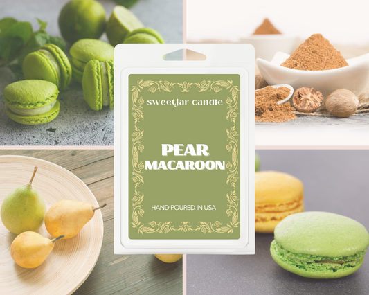 Pear Macaroon Wax Melt - Non Toxic Wax Melt - Natural Soy Wax Melts - Handmade in USA -  SweetJarCandle Wax Melts