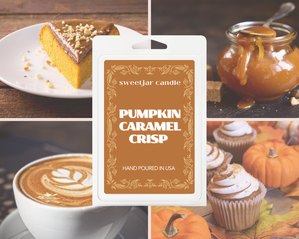 Pumpkin Caramel Crisp Wax Melt - Non Toxic Wax Melt - Natural Soy Wax Melts - Handmade in USA -  SweetJarCandle Wax Melts