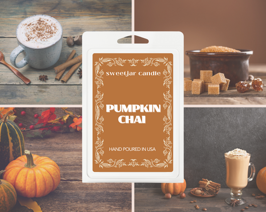 Pumpkin Chai Wax Melt - Non Toxic Wax Melt - Natural Soy Wax Melts - Handmade in USA -  SweetJarCandle Wax Melts