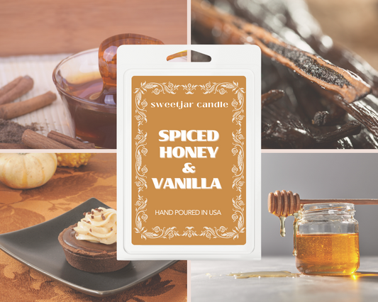 Spiced Honey & Vanilla Wax Melt - Non Toxic Wax Melt - Natural Soy Wax Melts - Handmade in USA -  SweetJarCandle Wax Melts